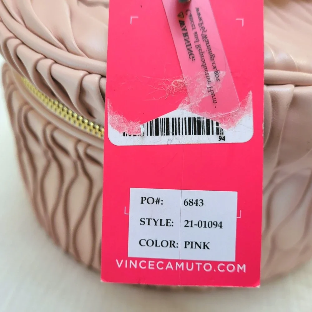 NWT Vince Camuto Pink Pleated Vanity Makeup Cosmetics Zipper Close Bag Case
